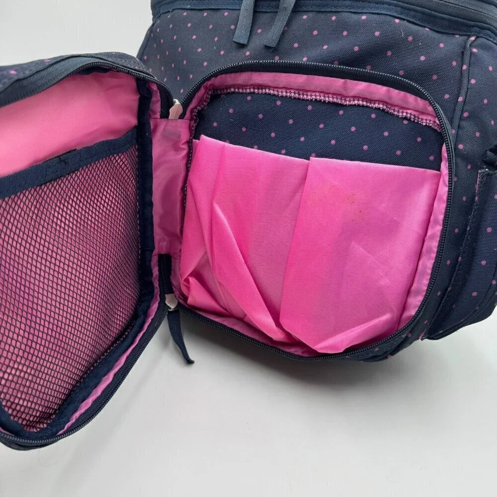 Matilda Jane Summer Fun Cooler Navy Thermo Padded Backpack With Pink Polka Dots